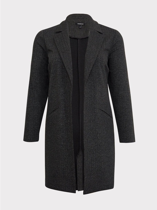 torrid Jackets & Blazers - torrid Knit Herringbone Open Front Trench Blazer Size 4X